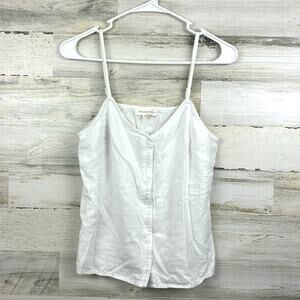 Treasure & Bond womens extra small linen blend button sleeveless blouse top